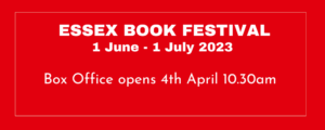 Red background with white text. Festival taking place 1st June to 1st July 2023. Box Office opens 4th April