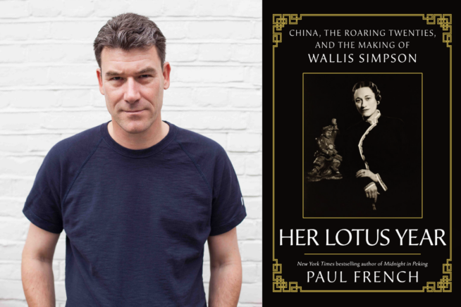 Photo of Paul French alongside book cover image of Her Lotus Year