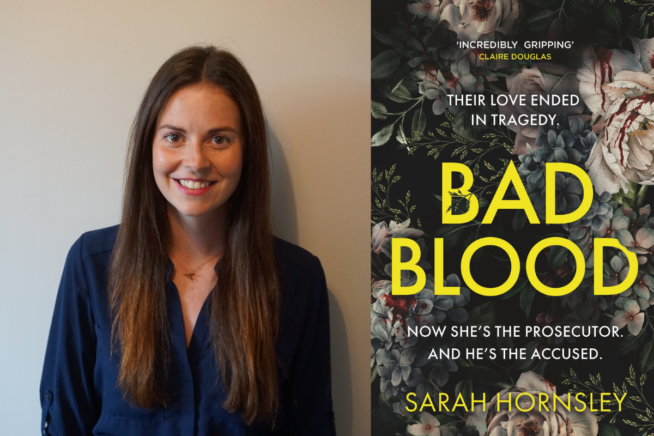 Photo of Sarah Hornsley alongside image of book cover of Bad Blood